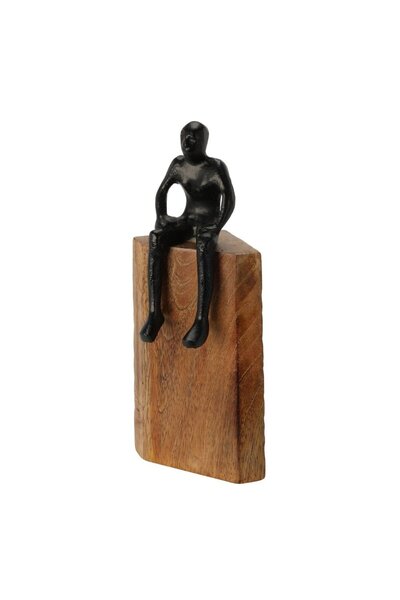 Gift Design Statuetă decorativă pe lemn, siluetă abstractă neagră, moment de relaxare, 23 cm
