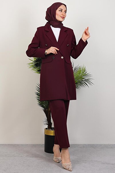 GİYZAMİLA Blazer Jacket Suit Plum