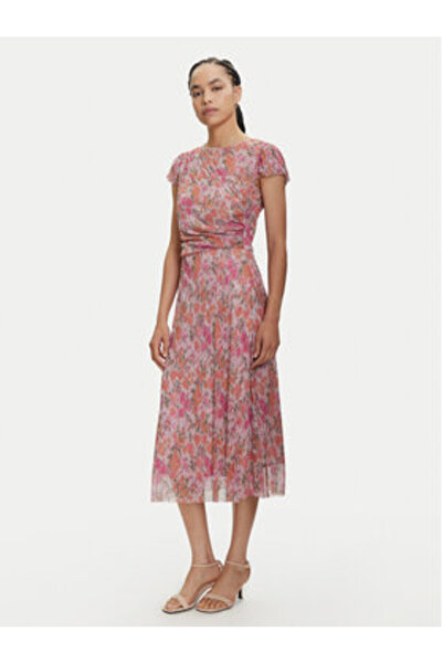 Swing Γυναικείο φόρεμα κοκτέιλ ροζ SWING-5AJ03000 4801 ΡΟΖ ΒΑΤΟΜΟΥΡΟ / ΠΟΛΥΧΡΩΜΟ