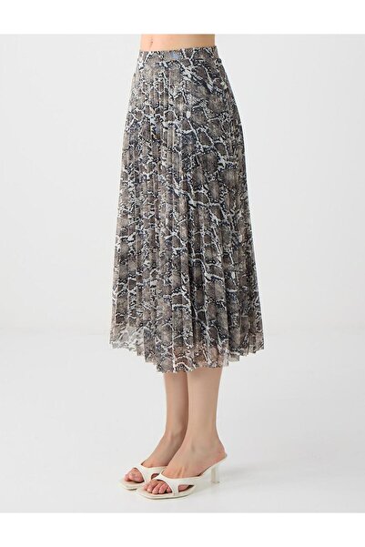 Jimmy Key Siyah Yüksek Bel Piliseli Rahat Kesim Midi Etek