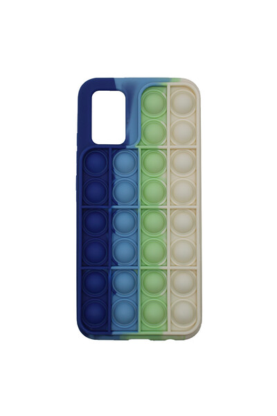 Optim Solution Husa pentru Samsung Galaxy A02 S, Push Bubble Pop It, Albastru inchis/Albastru deschis/Olive/Gri