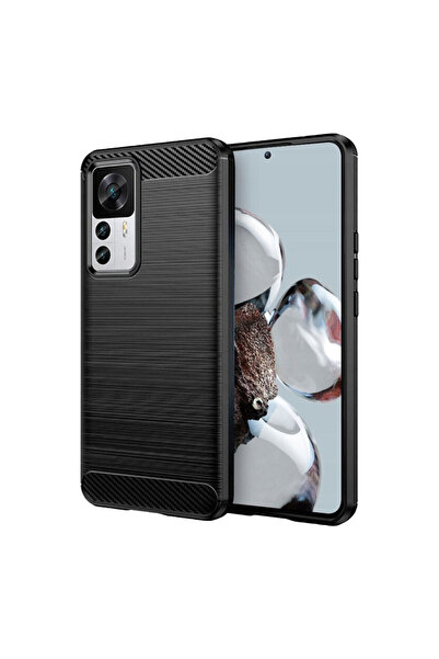 Optim Solution Husa de silicon TPU pentru Xiaomi 12T / 12T Pro, Fiber Carbon, Negru