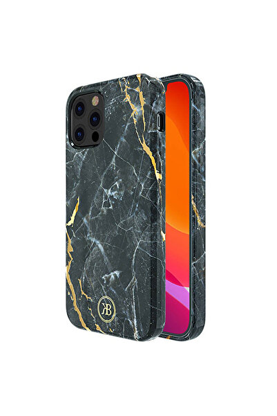 Optim Solution Husa pentru Apple iPhone 12 Precious Marble, Design Elegant, Tech Negru