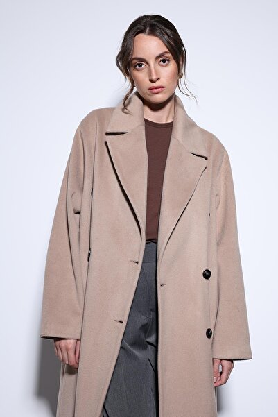Antioch Beige Double-Breasted Women's Coat