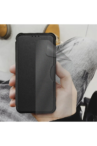 Optim Solution Αντικραδασμική θήκη Flip και ματ μεμβράνη υδρογέλης για Xiaomi Redmi 10C, μαύρη