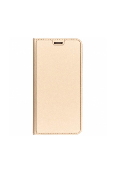 Optim Solution Husa Dual Close Soft Skin Protect din Piele cu suport card pentru Huawei P10 Lite Gold