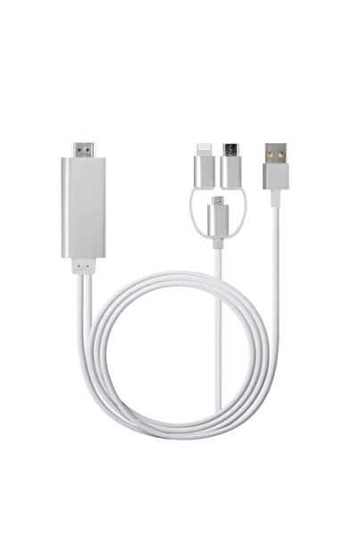 Genel Markalar Lightning Type-c Micro Usb To Hdmı Görüntü Ve Ses Aktarıcı Kablo Hdtv - Al2977