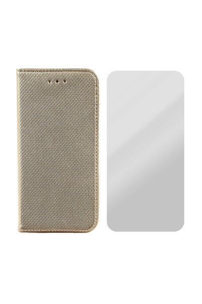 Optim Solution Δερμάτινη θήκη Flip και σετ μεμβράνης από γυαλί 2.5D για Samsu...