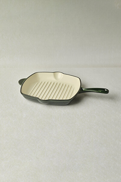 Karaca Heritage Cast Iron Enameled Grill Pan Green 26 cm