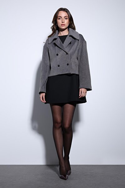 Antioch Anthracite Double-Breasted Women's Short Coat