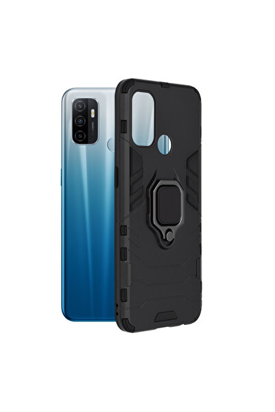 Optim Solution Husa Armor Ring pentru Oppo A53 4G / A53s 4G, Army Shield, Inel Magnetic, Rugged, Negru Titan