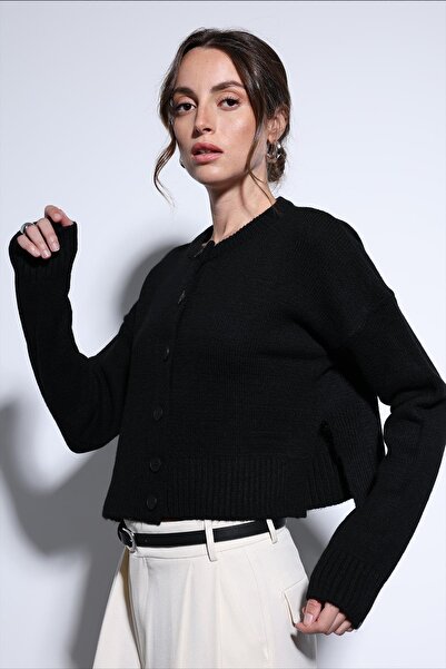 Antioch Black Slit Knitwear Women's Sweater