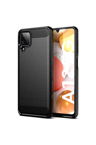 Optim Solution Husa Carbon Resistance pentru Samsung Galaxy A12 / A12 Nacho, Fiber Design, Anti-Soc, Negru Titan
