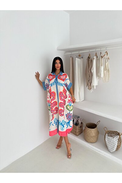 UNBOX Colorful Printed Linen-Blend Dress