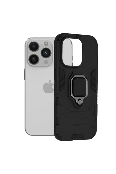 Optim Solution Husa Armor Ring pentru Apple iPhone 14 Pro, Army Shield, Inel ...