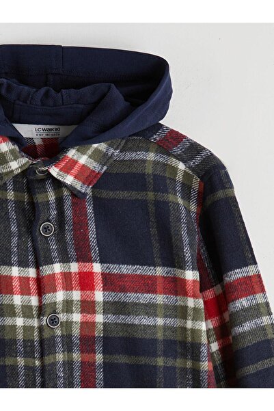LC Waikiki Καρό πουκάμισο για αγόρια με κουκούλα (W5)
