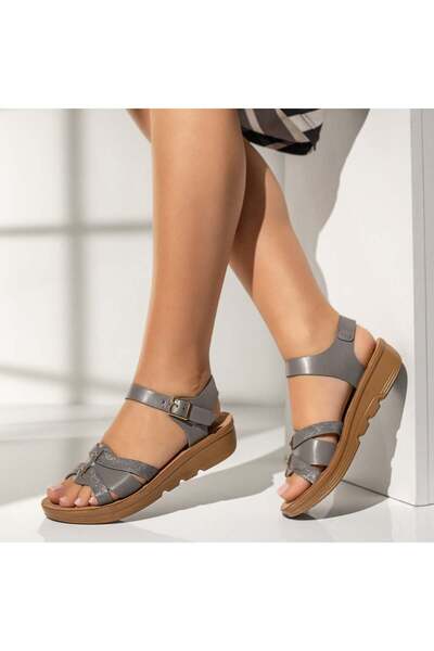 Modlet.ro Women's grey platform sandals MOD13900