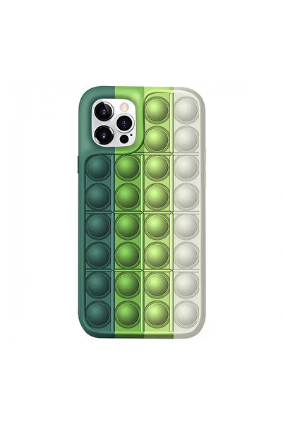 Optim Solution Husa pentru Apple Iphone 12 / 12 Pro, Push Bubble Pop It, Verde Smarald/Verde/Verde Menta/Roz