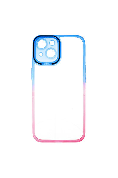 Optim Solution Husa de Protectie pentru Apple Iphone 14, Soft TPU, Gradient Design, Fashion Style, Roz si Albastru