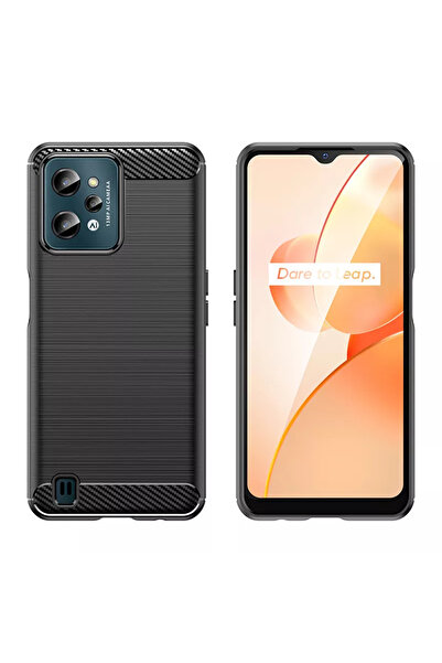 Optim Solution Husa Carbon Resistance pentru Realme C31, Fiber Design, Anti-Soc, Negru Titan