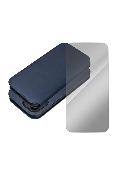 Optim Solution Flip Case and 2.5D Glass Film Set for Xiaomi Redmi 10C, Elegant Design, Blue