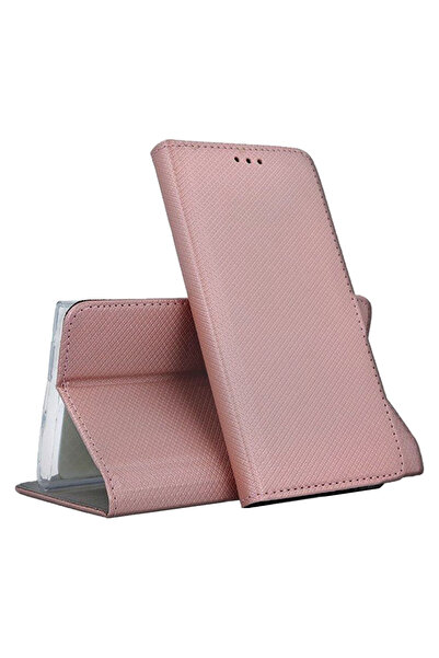 Optim Solution Husa Flip din Piele pentru Samsung Galaxy A12 / M12, Texture Designe, Buzunar Portofel, Roz