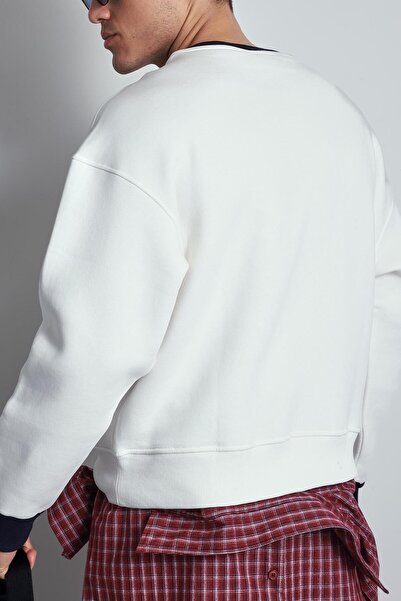 ablukaonline Чоловічий оверсайз-светр з контрастними деталями, білий
