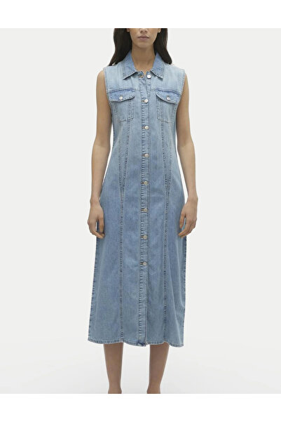 Vero Moda rochie din denim, albastră