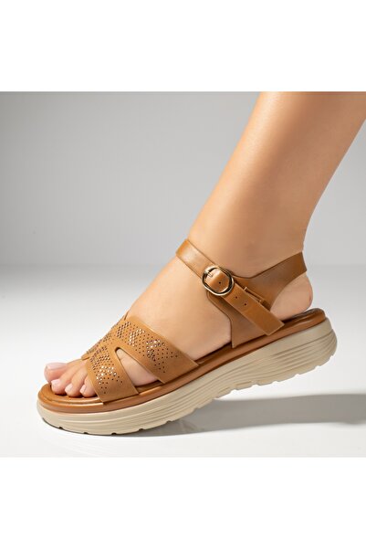 Modlet.ro Women's brown chunky-sole sandals with strap MOD13905