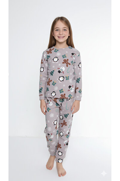 FAMES PİJAMA طقم بيجامة شتوية للأطفال من الصوف الممشط