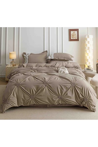 JOJO HOME Lenjeri De Pat, 6 Piese, Inimi Brodate, Finet Premium, Maro