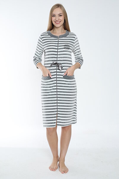 ROMEO LİFE Γυναικείο φόρεμα από βαμβακερό βελούδο με φερμουάρ 3836