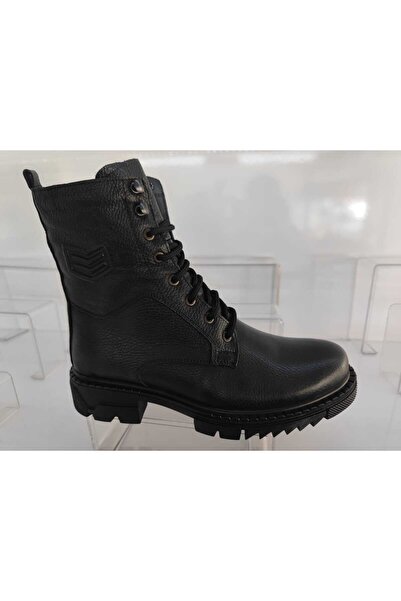 Murat Kundura siyah deri kürklü erkek uzun bot