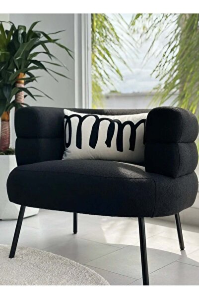 House One كرسي | خشب سويدي وبوكليه 60x70x55 سم - أسود