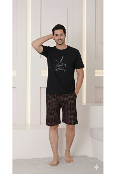 FAMES PİJAMA Мъжки костюм с черни карета