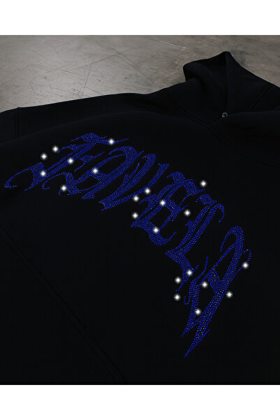 Gofeel Unisex Oversize Favela Parıltılı Taş Baskılı Sweatshirt