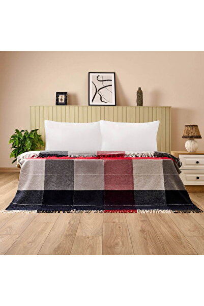 Genel Markalar Soft Vintera Pamuklu Çift Kişilik Battaniye - Kırmızı / Lacivert - 180x220 cm