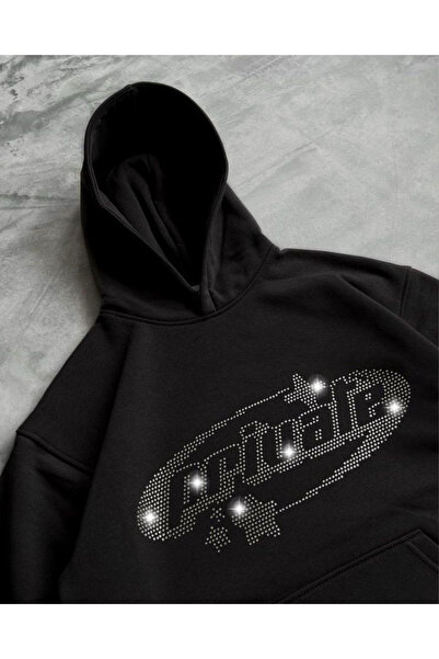 Gofeel Unisex Oversize Private Parıltılı Taş Baskılı Sweatshirt