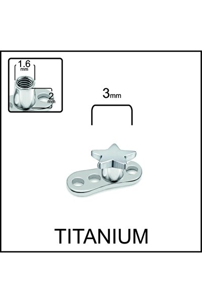 İmgeTattoo Yıldız 3mm Titanyum Dermal Piercing