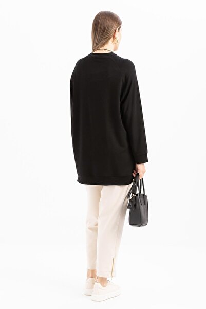 ALLDAY Siyah-Bisiklet Yaka Reglan Kol Sweat