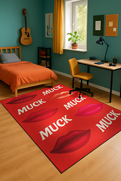 Rugs Modern Halı MOSSO Muck Υφαντό Διακοσμητικό Χαλί με Σχέδιο Χειλιών Vintag...