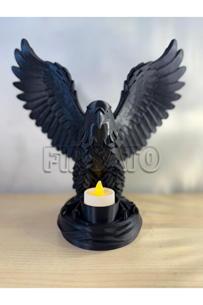 Fırsato Kartal Ruh Heykeli: Tealight Mumluk ( Siyah ) | Dekoratif Biblo Heyke...