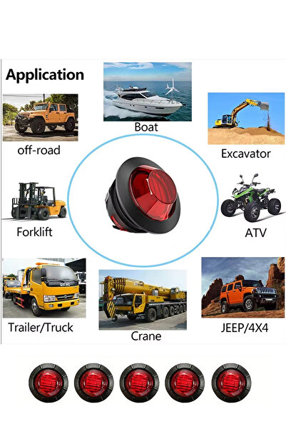 MeyZone Kırmızı 5 Adet Cob Led Oto Araç Kamyonet Tır Dorse Motorsiklet 12V/24V Kartal Göz Led