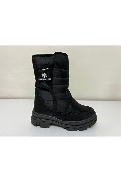 Eylül Spor Daily Unisex Adult Children's Black Snow Boots with Fur Inside, Velcro Fastening, Non-Slip Sole Shoes
