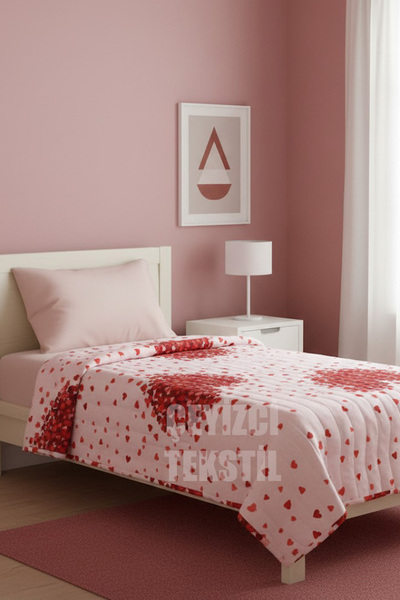 Çt Çeyizci Tekstil Red Heart Large Single Summer Single-Person Blanket |   Single Pike 160X230Cm Without Pillow