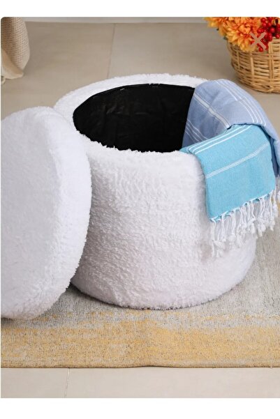 ygdecor PELUŞ SANDIKLI LARGE ÇOK AMAÇLI PUF KOLTUK