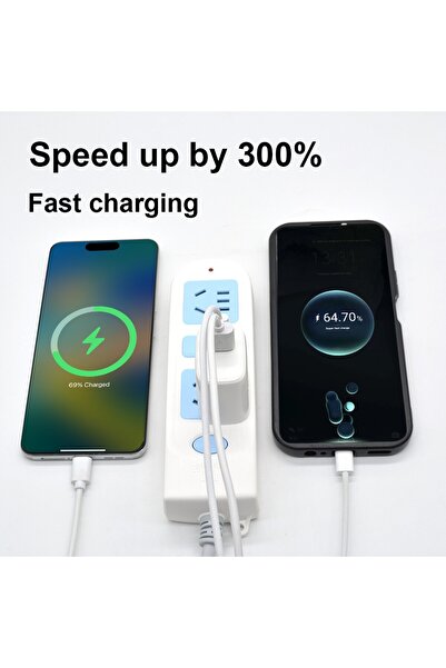 Flippy Φορτιστής γρήγορης φόρτισης, Flippy, διπλής θύρας USB-A, USB-C, ευρωπαϊκού προτύπου, 20W Q.C 3.0, λευκό