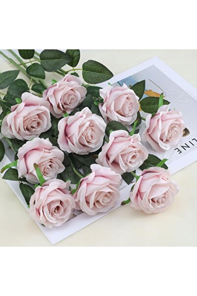 ALAYRA International ALAYRA 10pcs Artificial Beige Roses – Silk 51x11 cm for Home, Wedding & Party