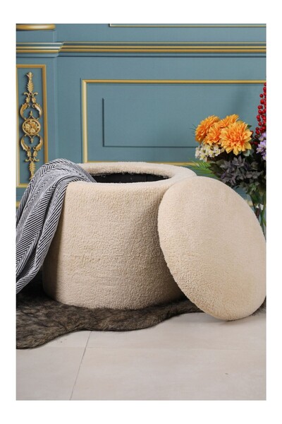 ygdecor PELUŞ SANDIKLI LARGE ÇOK AMAÇLI PUF KOLTUK