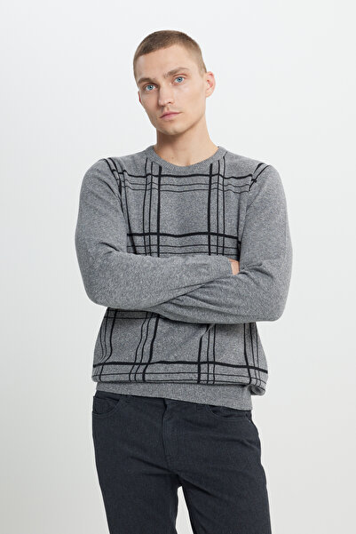 AC&Co / Altınyıldız Classics Gray Ecru Crew Neck Sweater